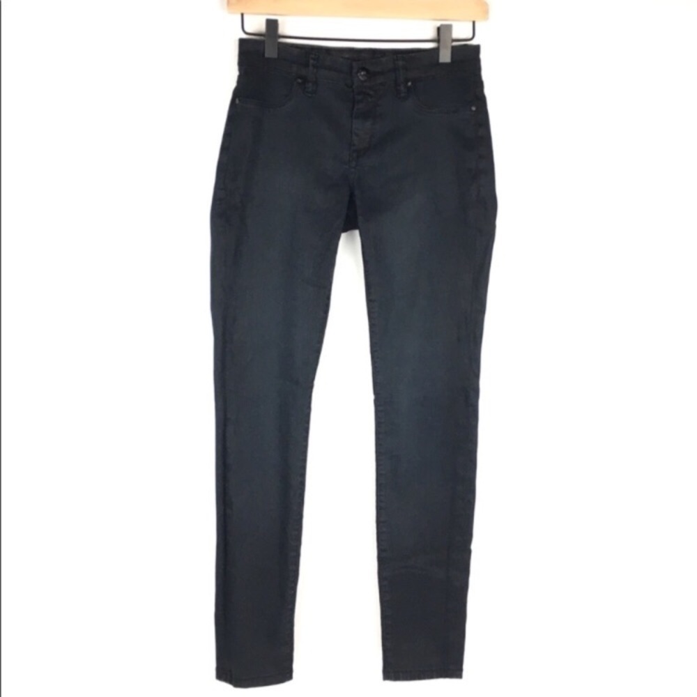 BLANK NYC Skinny Jeans Stretch Coated Distressed Faded Slim Denim Black Wash 26